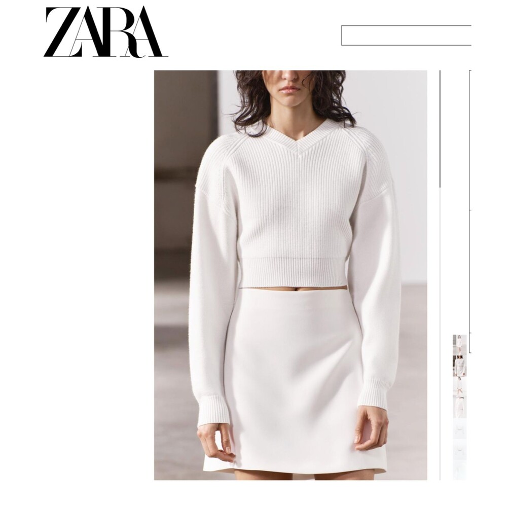 ZARA PLAIN KNIT CROPPED SWEATER for women size M